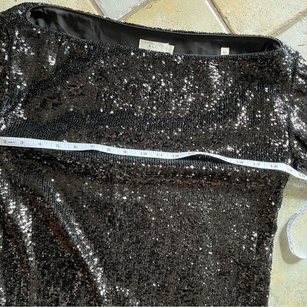 A.L.C. Black Sequin Zoey Boat Neck Fun Shimmer Sparkle Party Blouse Top Size 0 - Picture 11 of 12